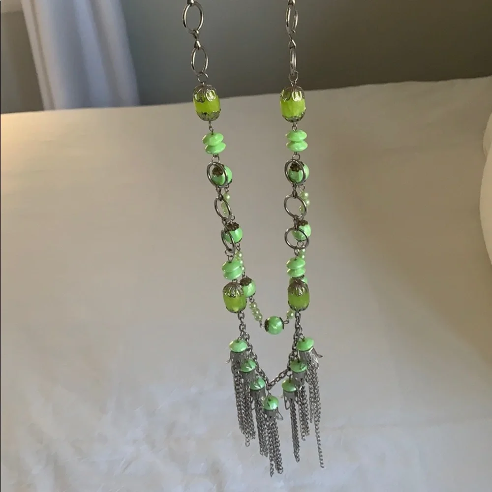 Vintage green and silver necklace